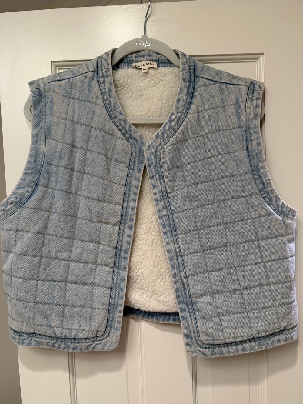 Denim Quilted Sherpa-Lined Vest - U